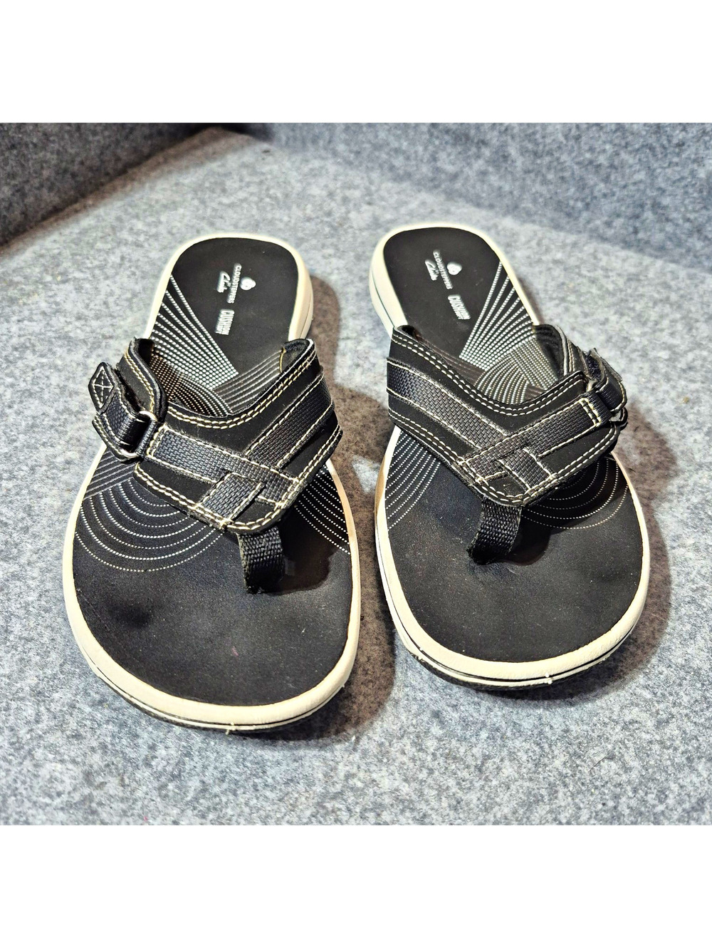Clarks Cloudsteppers Cushion Soft Thong Sandals Black Women's US 8 Adjustable